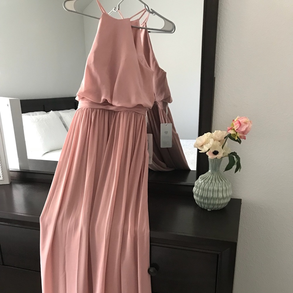 Blush/dusty rose maxi dress with sash